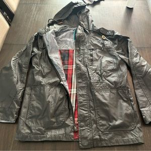 Men’s Hurley black leather hoodie jacket